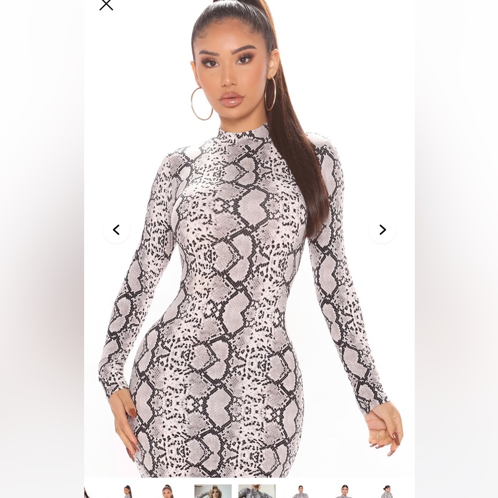 Fashion Nova Monochrome Snakeskin Dress
